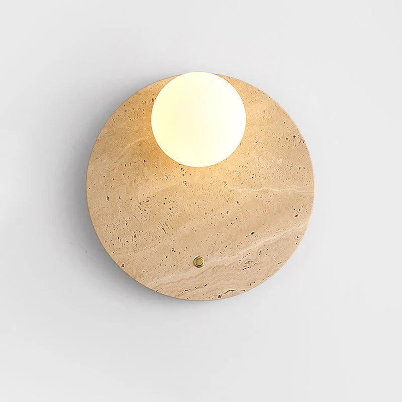 Wall Sconce | Travertine & Glass | 30 x 30 cm