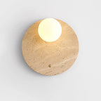 Wall Sconce | Travertine & Glass | 30 x 30 cm