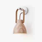 Wall Sconce | Travertine Shade & Wood Handle | Hardwired