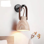 Wall Sconce | Travertine Shade & Wood Handle | Hardwired