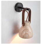 Wall Sconce | Travertine Shade & Wood Handle | Hardwired