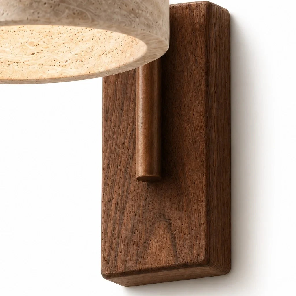 Wall Sconce | Travertine & Wood Wabi-Sabi | LED Included