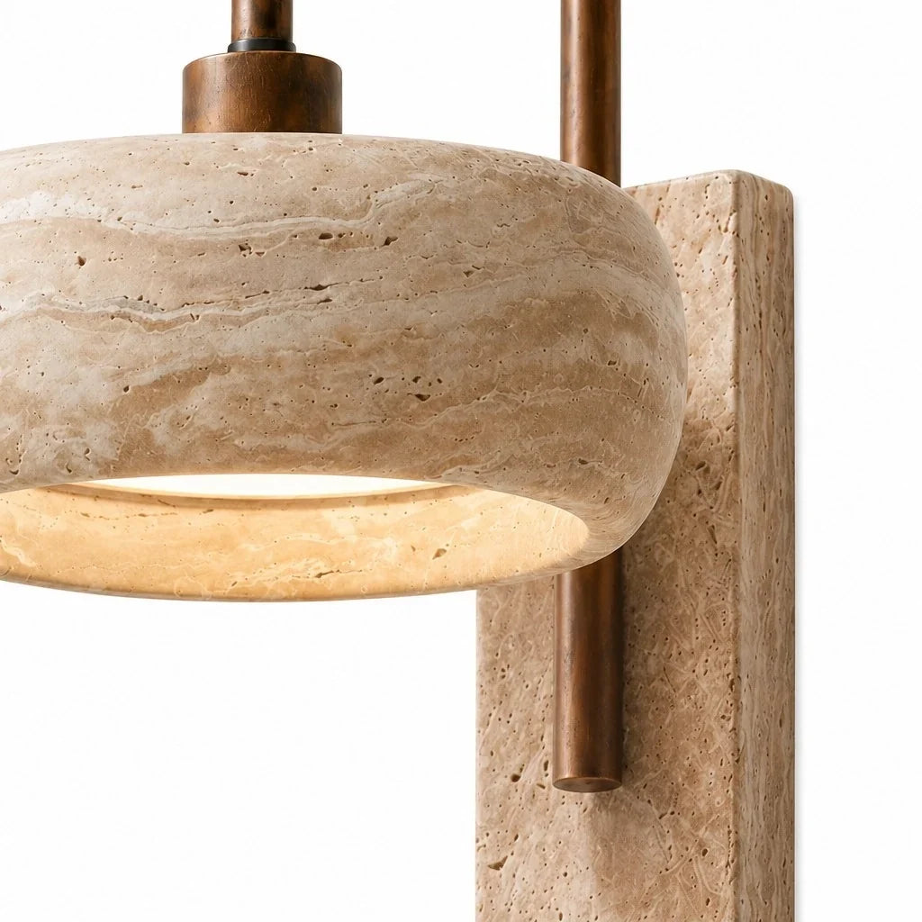 Wall Sconce | Travertine & Wood Wabi-Sabi | LED Included