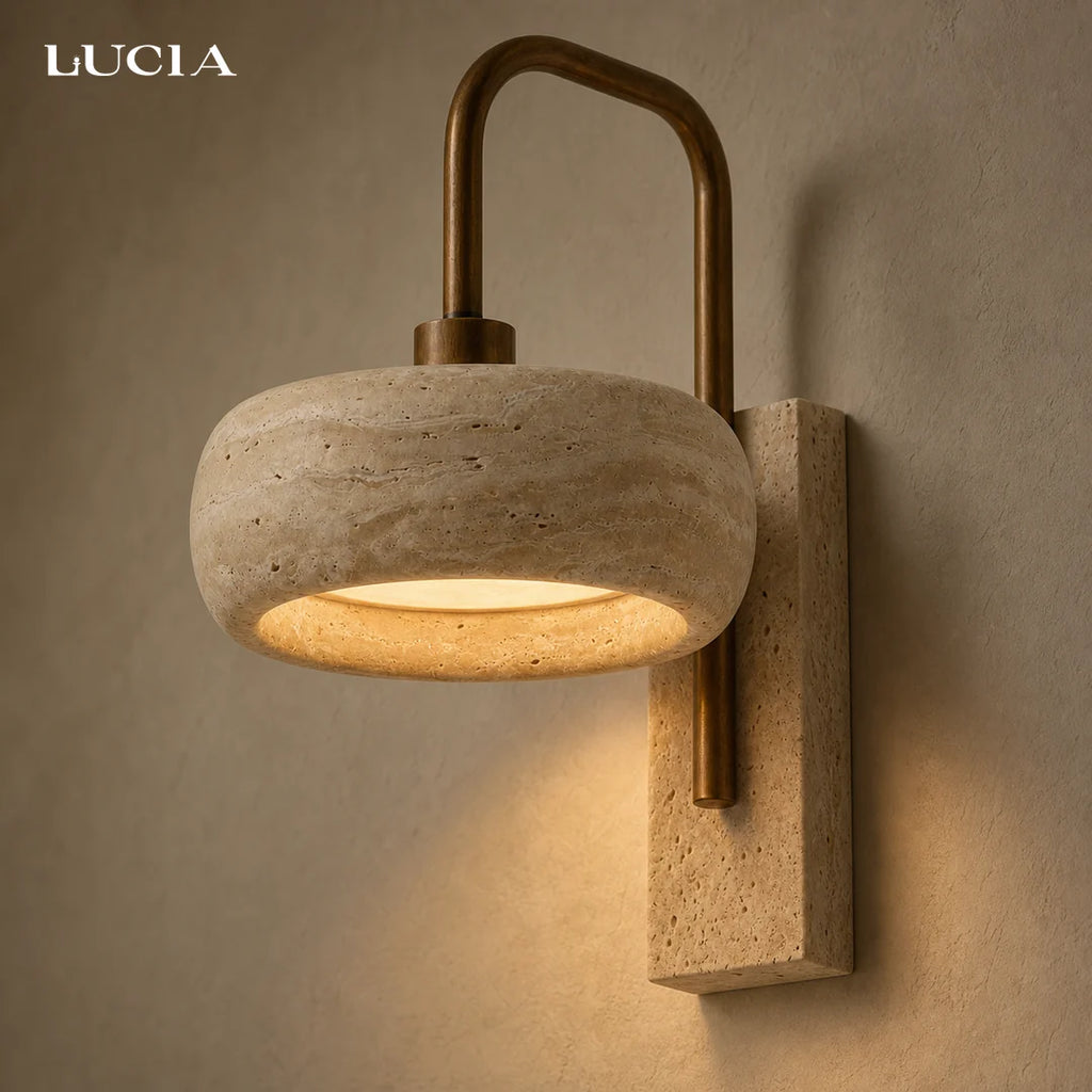 Wall Sconce | Travertine & Wood Wabi-Sabi | LED Included