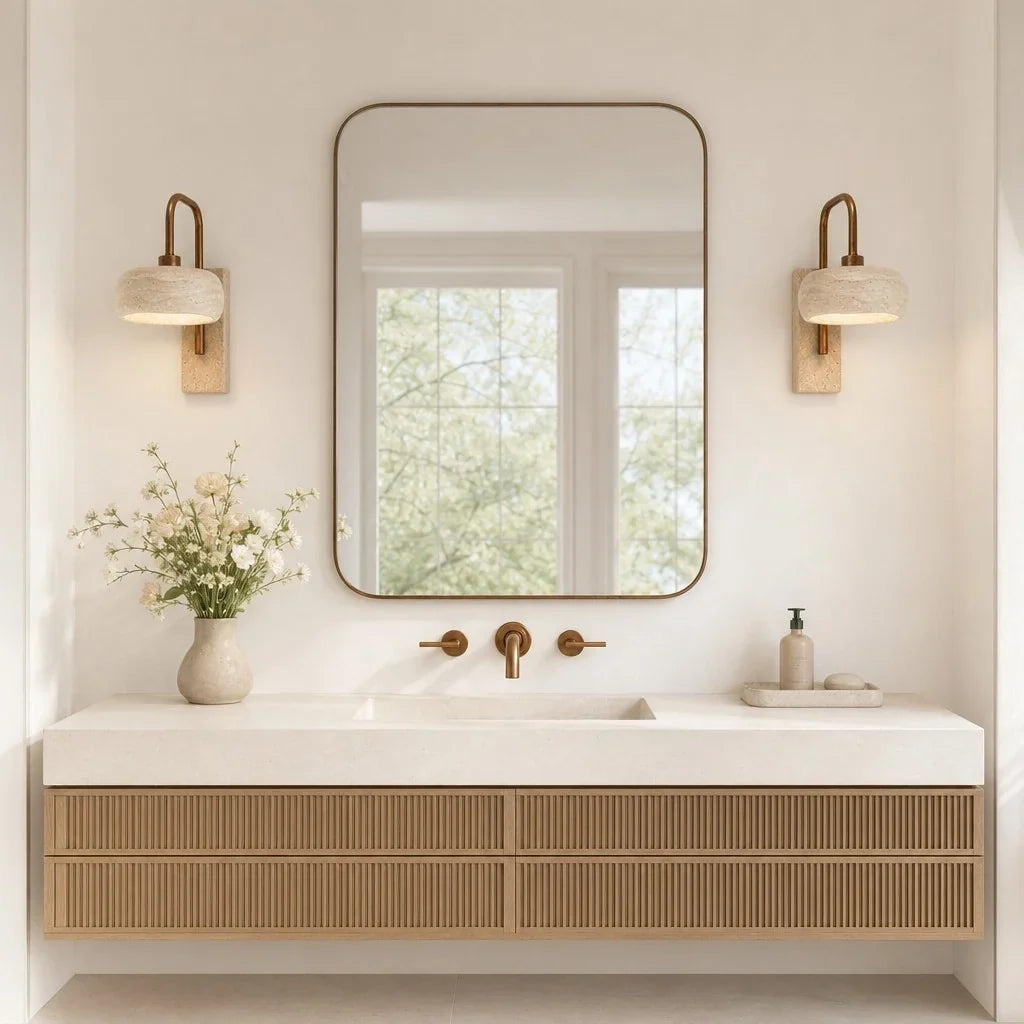Wall Sconce | Travertine & Wood Wabi-Sabi | LED Included