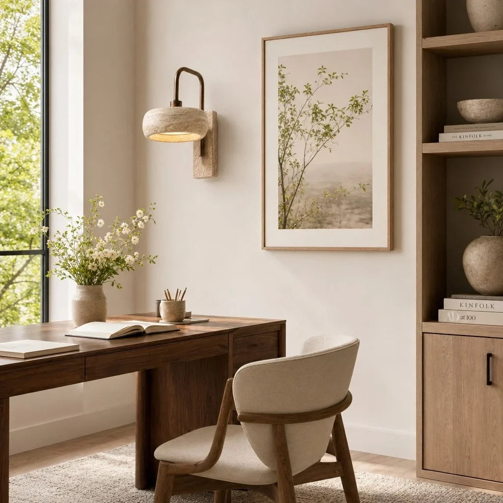 Wall Sconce | Travertine & Wood Wabi-Sabi | LED Included
