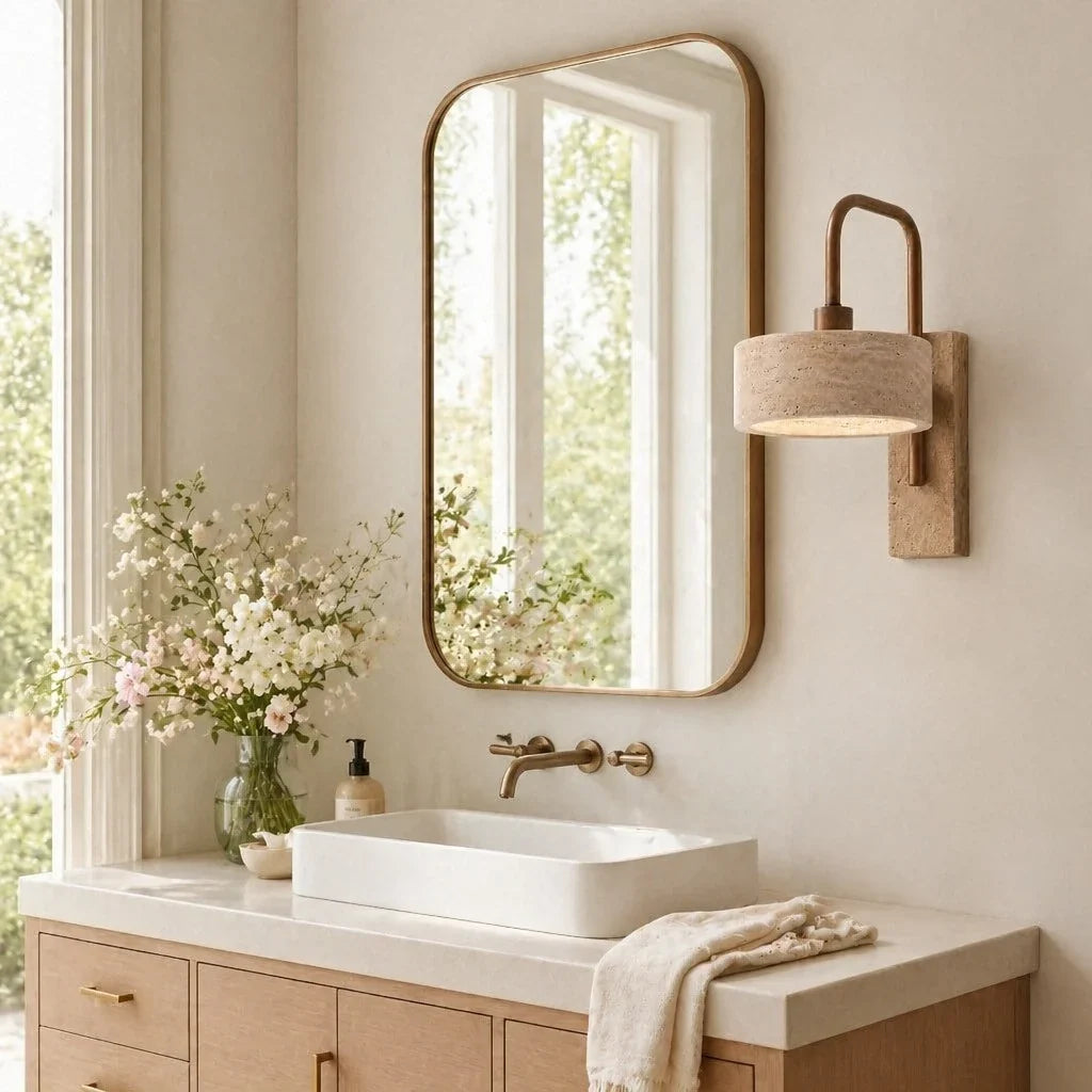 Wall Sconce | Travertine & Wood Wabi-Sabi | LED Included
