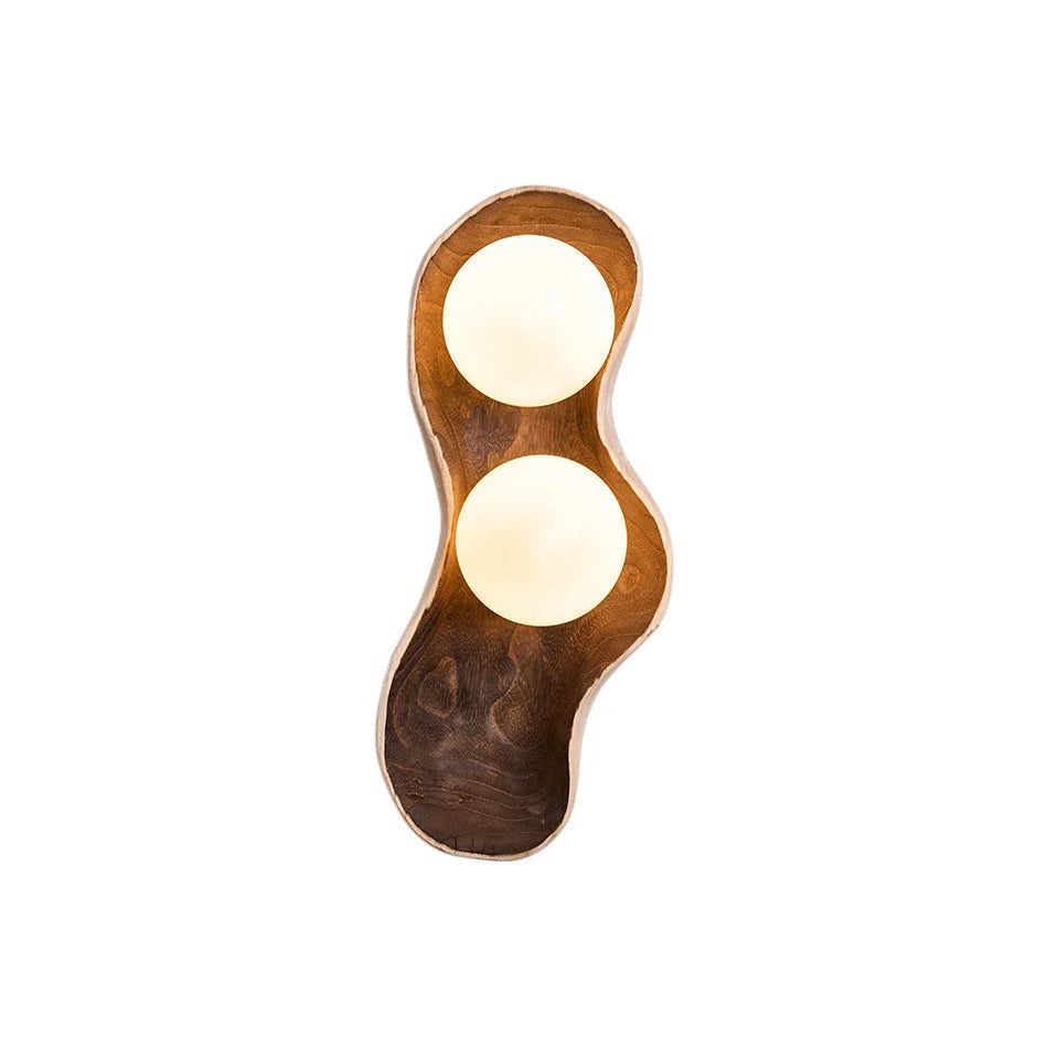 Wall Sconce | Wood Body & Glass Shade | Single Or Double Arm