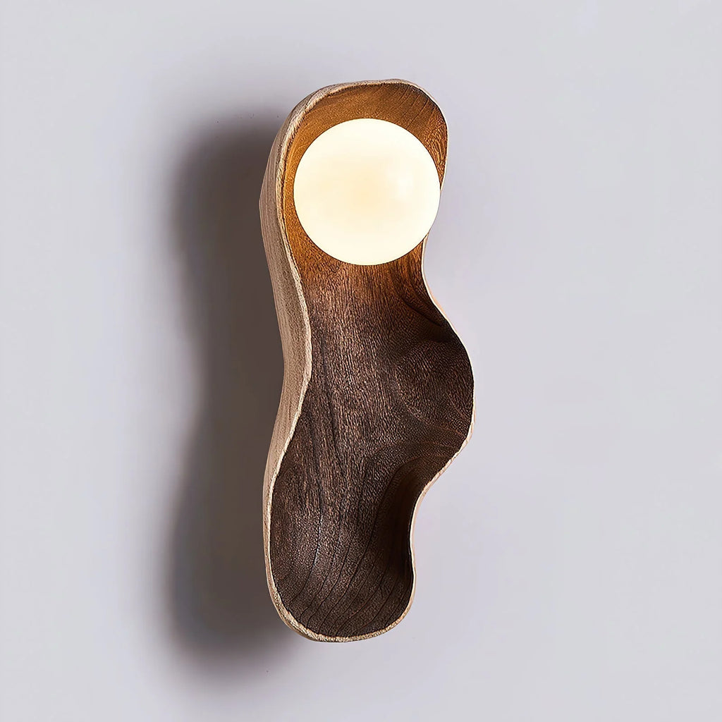 Wall Sconce | Wood Body & Glass Shade | Single Or Double Arm