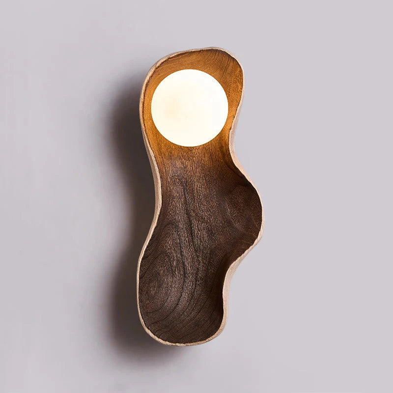 Wall Sconce | Wood Body & Glass Shade | Single Or Double Arm