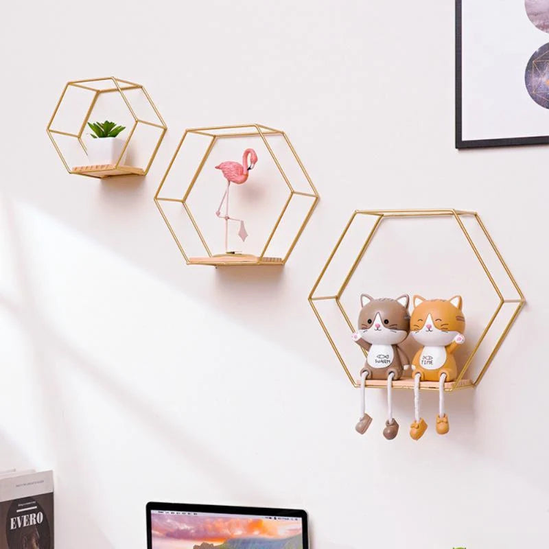 Wall Shelf | Hexagonal Geometric & Easy-To-Mount