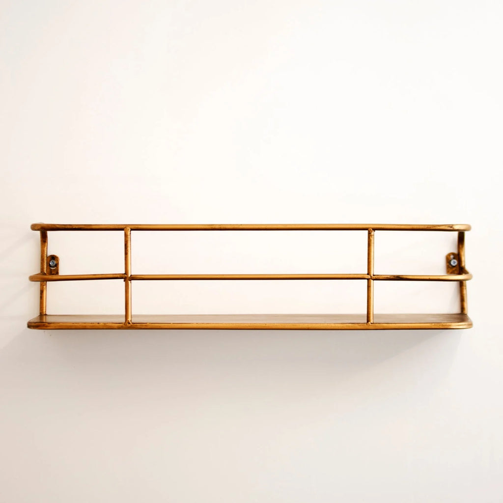 Wall Shelf | Industrial Wireframe & Brushed Brass | 55 cm