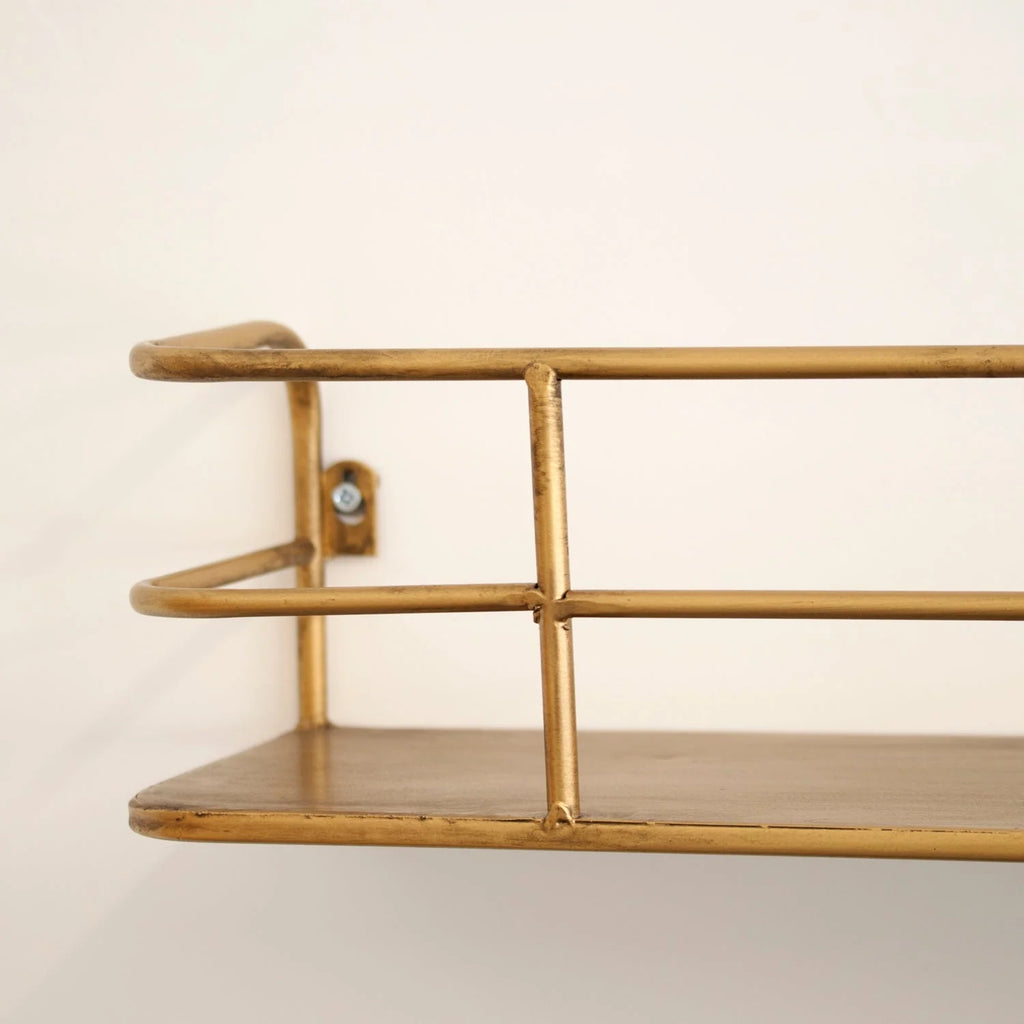 Wall Shelf | Industrial Wireframe & Brushed Brass | 55 cm