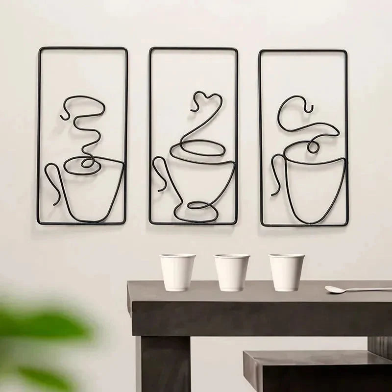 Wandkunst | Metall-Kaffeetassendesign | Innen- & Außenbereich