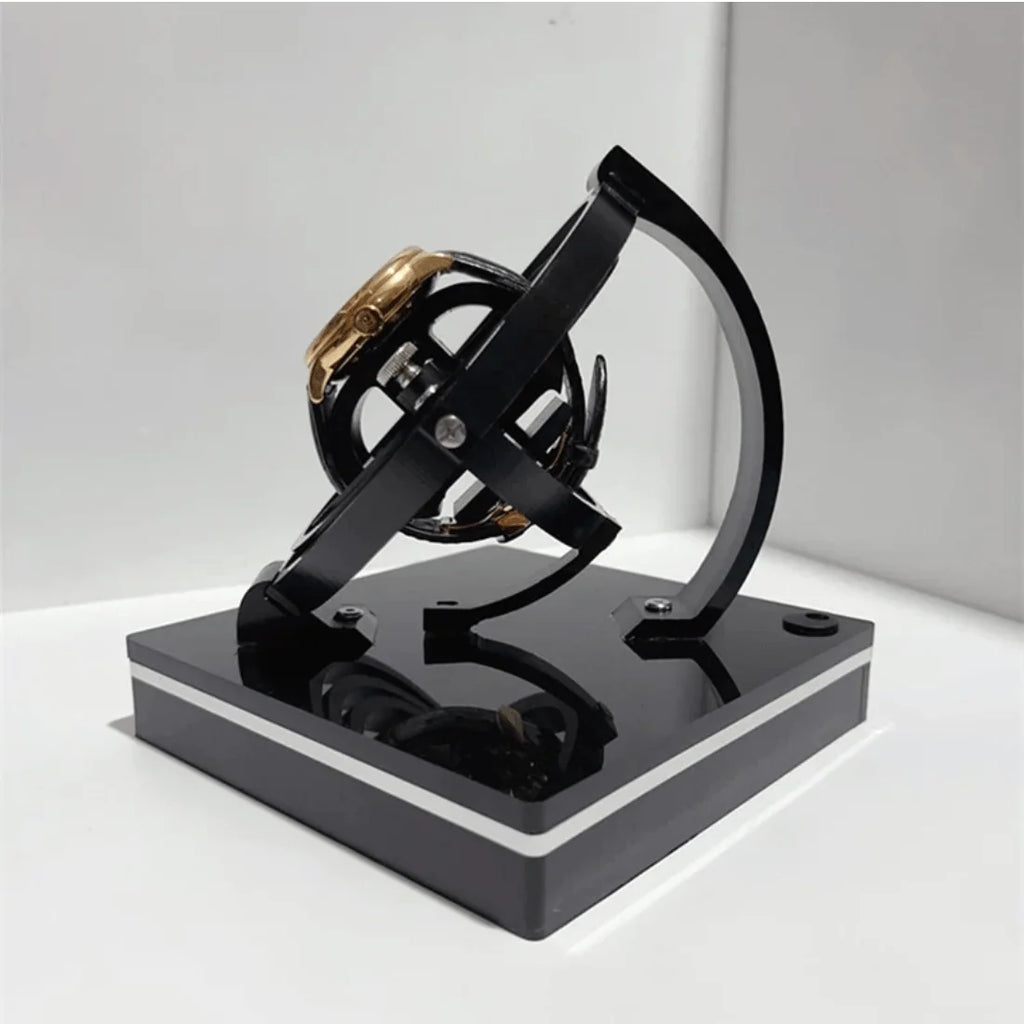 Watch Winder | Silent Motor & Adjustable Rotation | Wood & Glass Finish