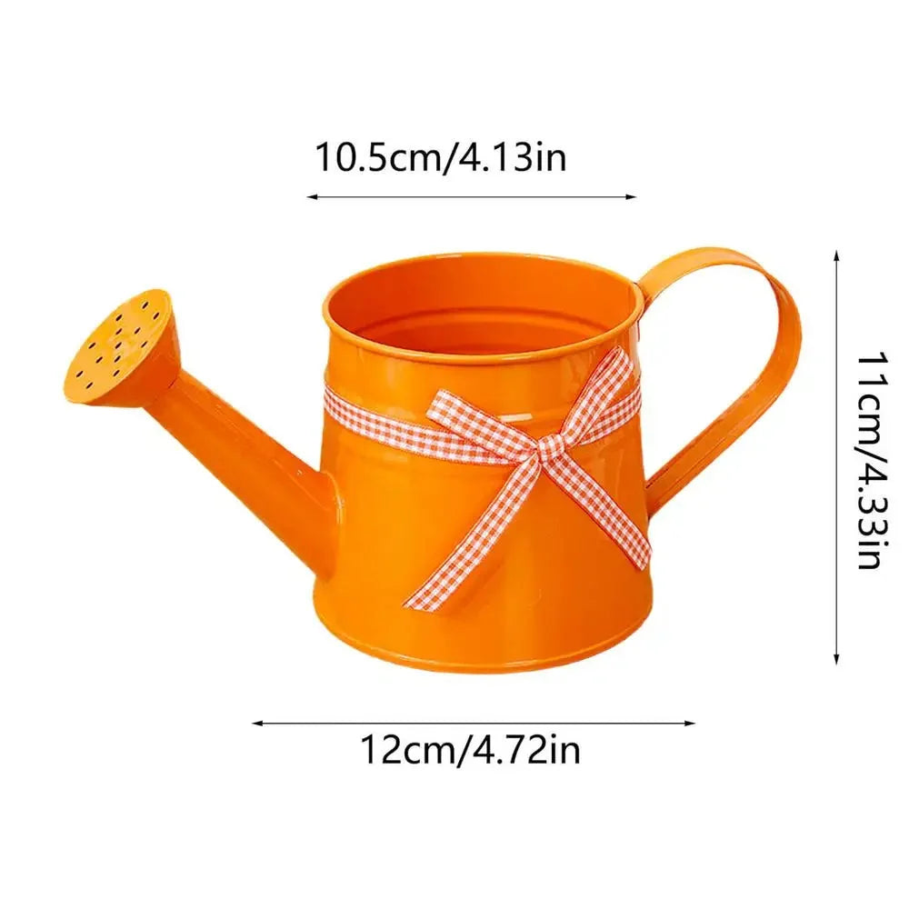 Watering Can | Painted Steel, Perforated Shower Head & Decorative Ribbon