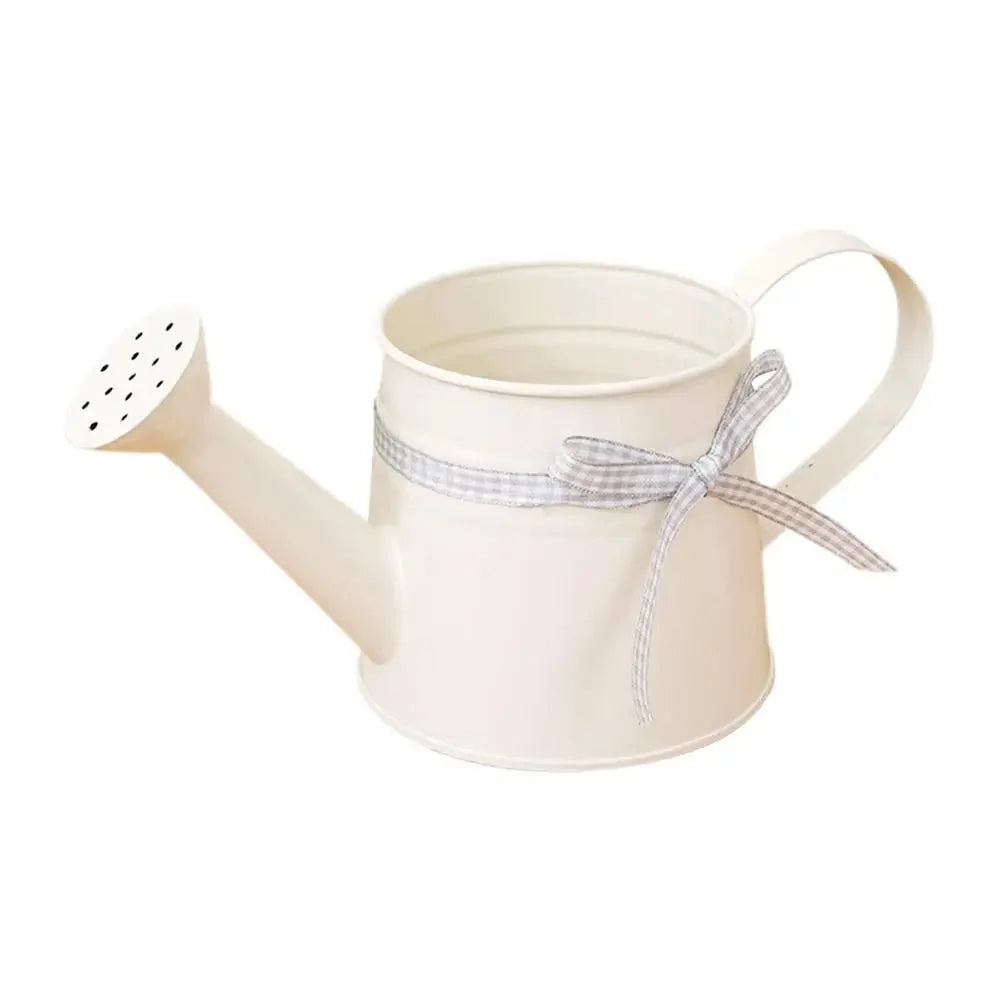 Watering Can | Painted Steel, Perforated Shower Head & Decorative Ribbon