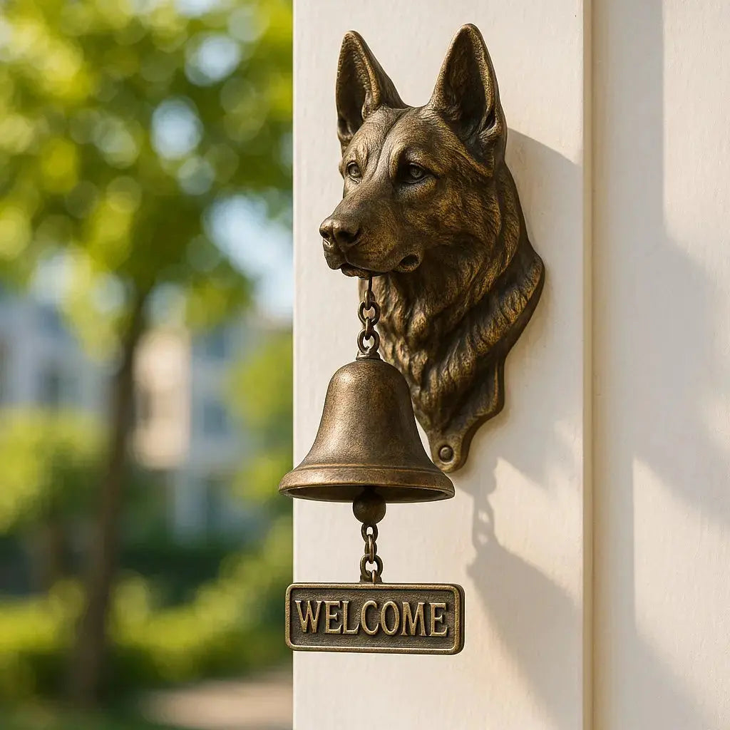 Welcome Bell | Dog Design & Antique Bronze Finish | 27 x 13 cm