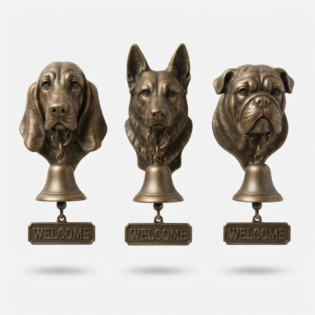 Welcome Bell | Dog Design & Antique Bronze Finish | 27 x 13 cm