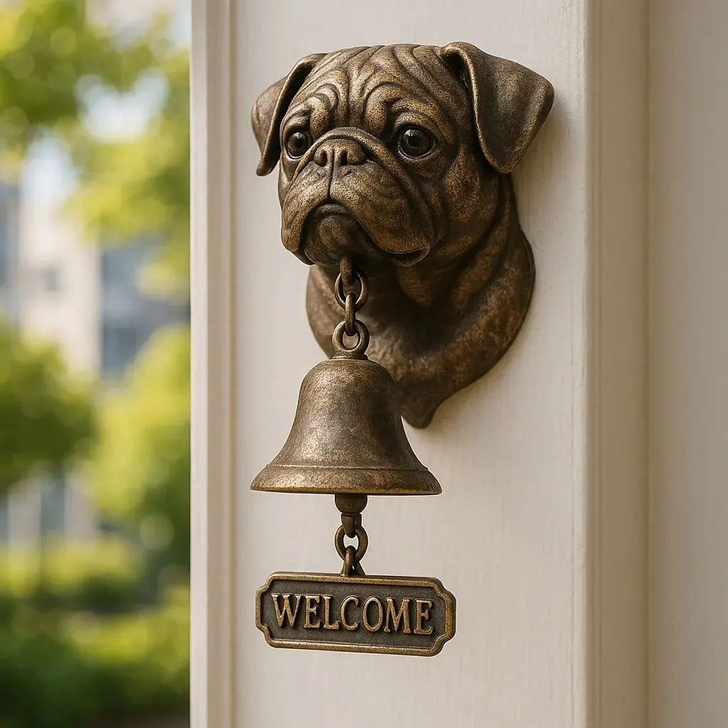 Welcome Bell | Dog Design & Antique Bronze Finish | 27 x 13 cm