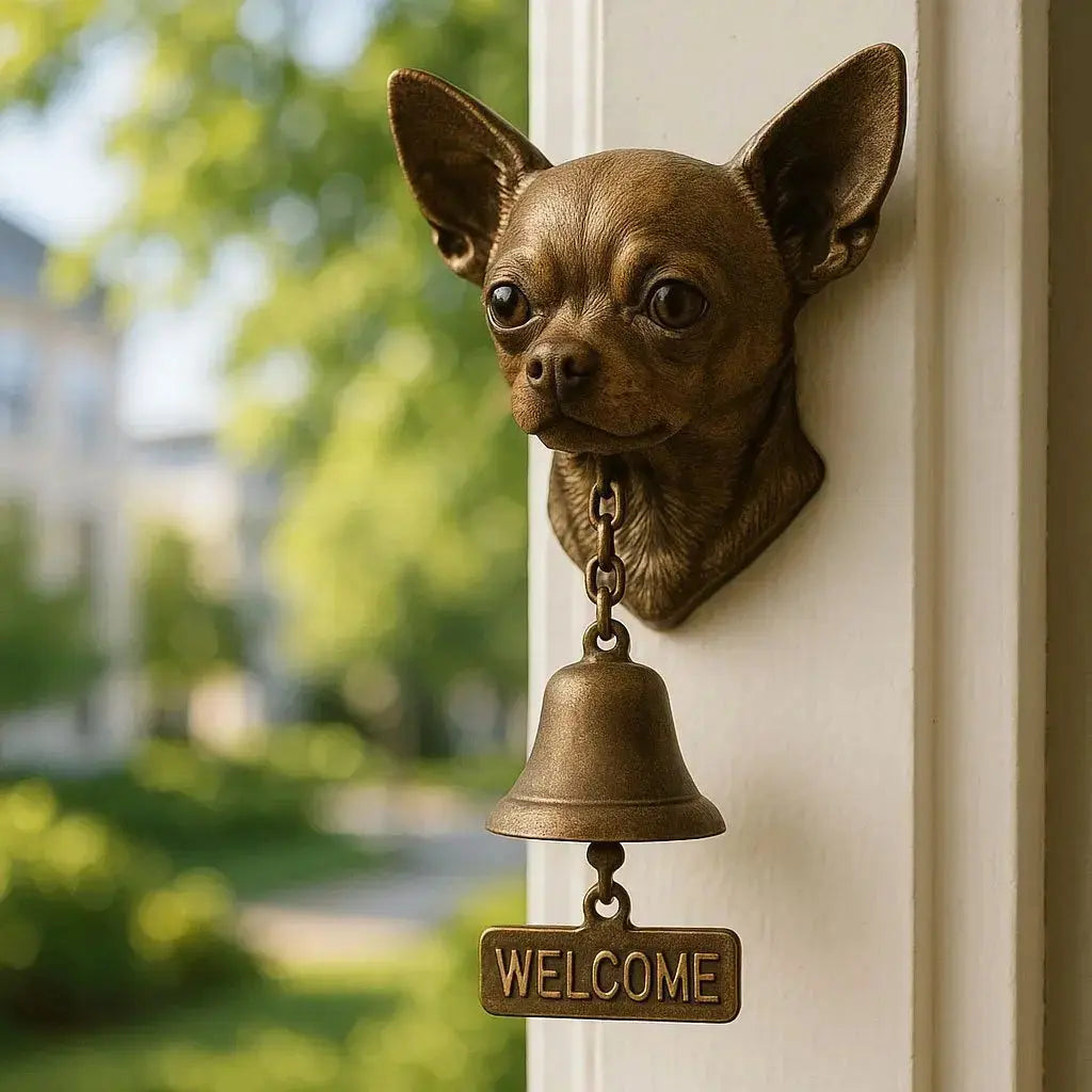 Welcome Bell | Dog Design & Antique Bronze Finish | 27 x 13 cm