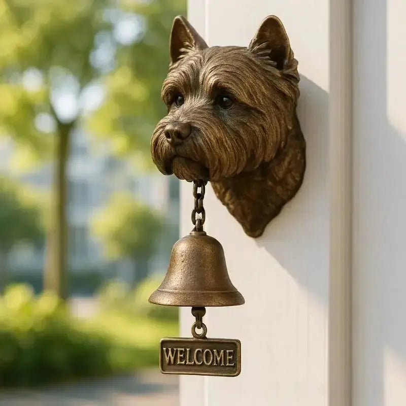 Welcome Bell | Dog Design & Antique Bronze Finish | 27 x 13 cm