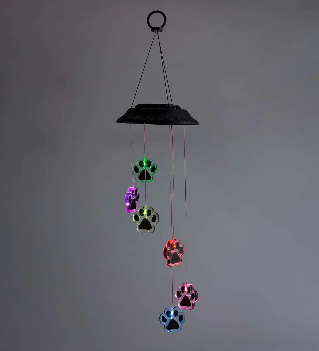 Wind Chime | Solar-Powered Color-Changing Paw Prints