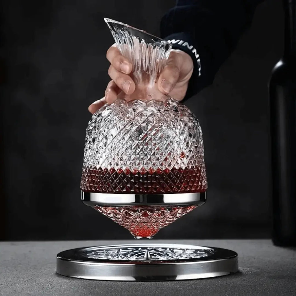 Wine Decanter | Lead-Free Crystal & Rotating Base | 1.5 L