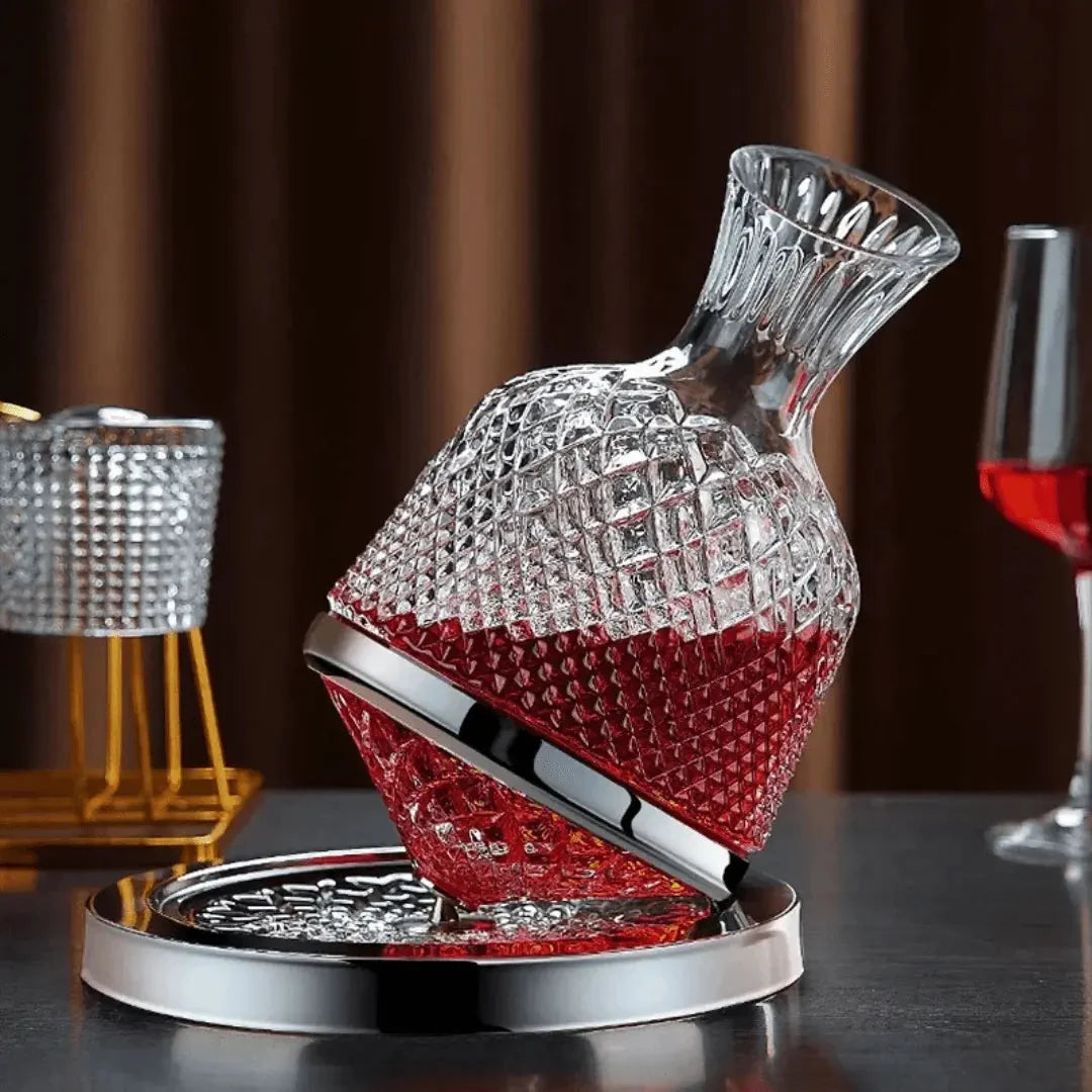 Wine Decanter | Lead-Free Crystal & Rotating Base | 1.5 L