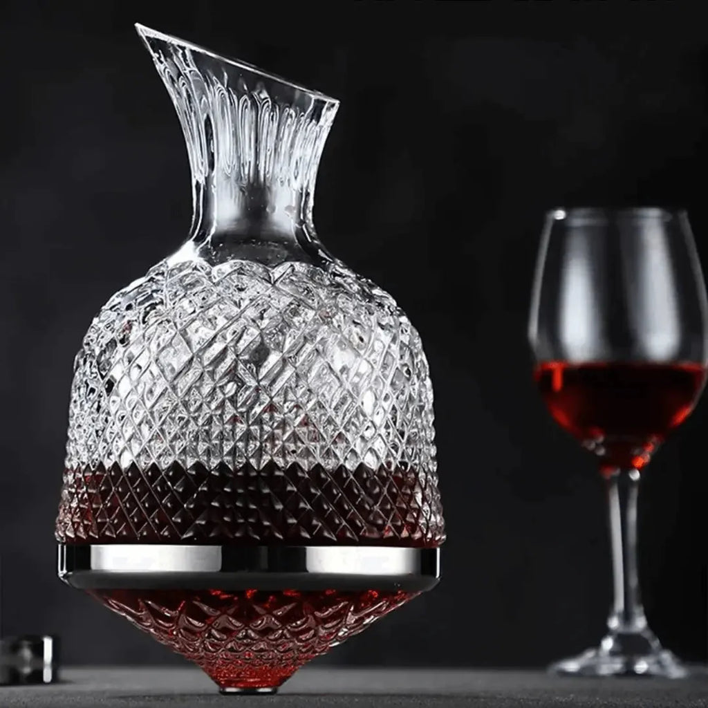 Wine Decanter | Lead-Free Crystal & Rotating Base | 1.5 L