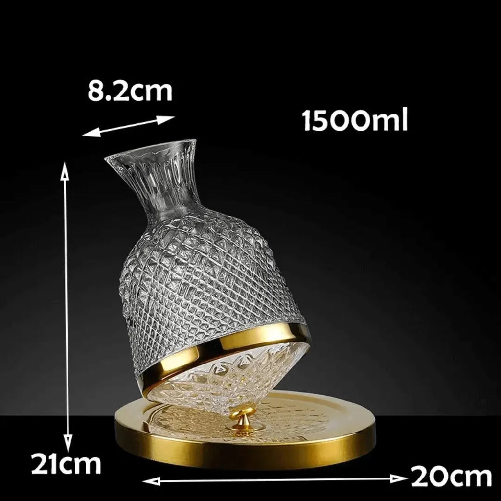 Wine Decanter | Lead-Free Crystal & Rotating Base | 1.5 L