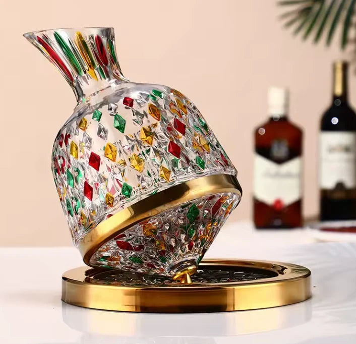 Wine Decanter | Lead-Free Crystal & Rotating Base | 1.5 L