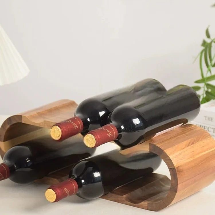 Wine Rack | Solid Wood Curved Design | 6 or 8 Bottle Capacity