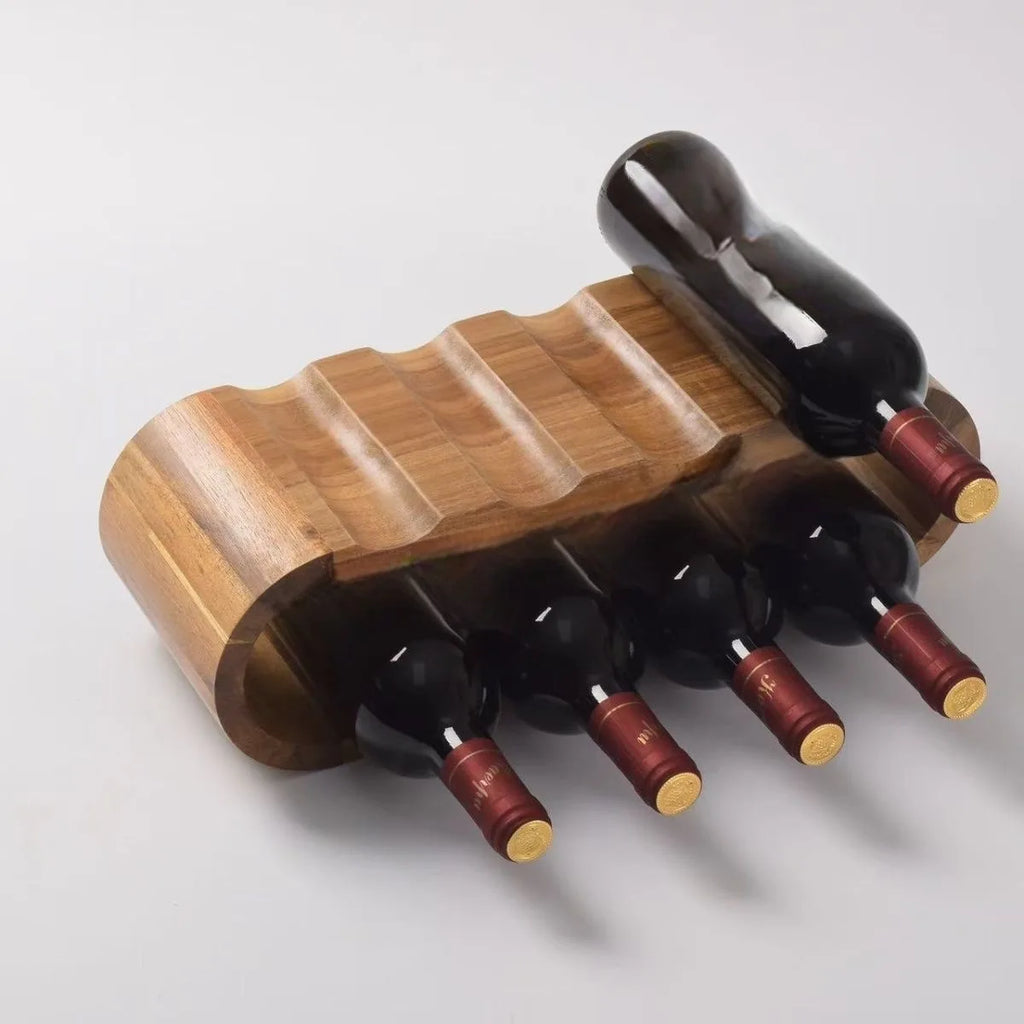 Wine Rack | Solid Wood Curved Design | 6 or 8 Bottle Capacity