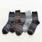 Winter Socks | Wool & Cotton Blend Double-Layer Warmth | Scandinavian Pattern