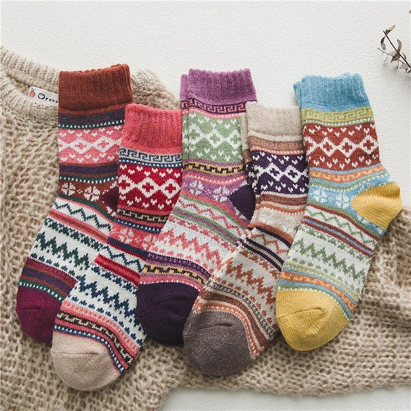 Winter Socks | Wool & Cotton Blend Double-Layer Warmth | Scandinavian Pattern