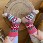 Winter Socks | Wool & Cotton Blend Double-Layer Warmth | Scandinavian Pattern