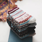 Winter Socks | Wool & Cotton Blend Double-Layer Warmth | Scandinavian Pattern