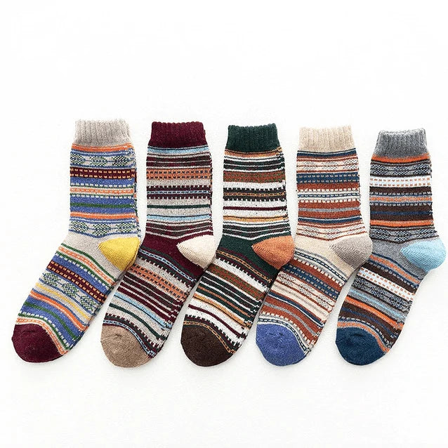 Winter Socks | Wool & Cotton Blend Double-Layer Warmth | Scandinavian Pattern