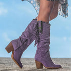 Women's Knee-High Boots | Faux Suede & Fringe | 3-Inch Block Heel