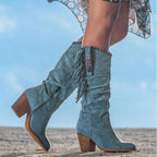 Women's Knee-High Boots | Faux Suede & Fringe | 3-Inch Block Heel