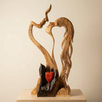 Wood Sculpture | Abstract Couple Design & Natural Finish