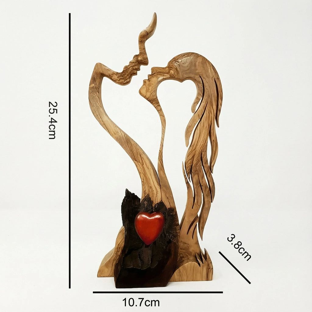 Wood Sculpture | Abstract Couple Design & Natural Finish