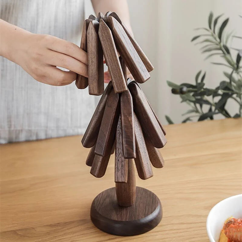 Wood Trivet | Foldable Star Design & Heat-Resistant Walnut