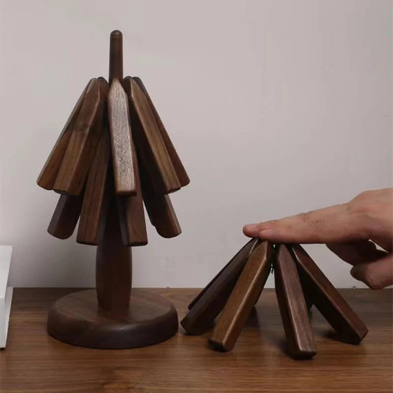 Wood Trivet | Foldable Star Design & Heat-Resistant Walnut