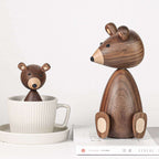 Wooden Bear Ornaments | Danish-Designed Walnut & Beech | Set of 2