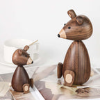 Wooden Bear Ornaments | Danish-Designed Walnut & Beech | Set of 2