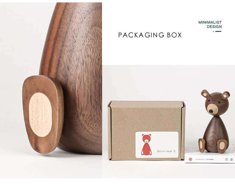 Wooden Bear Ornaments | Danish-Designed Walnut & Beech | Set of 2