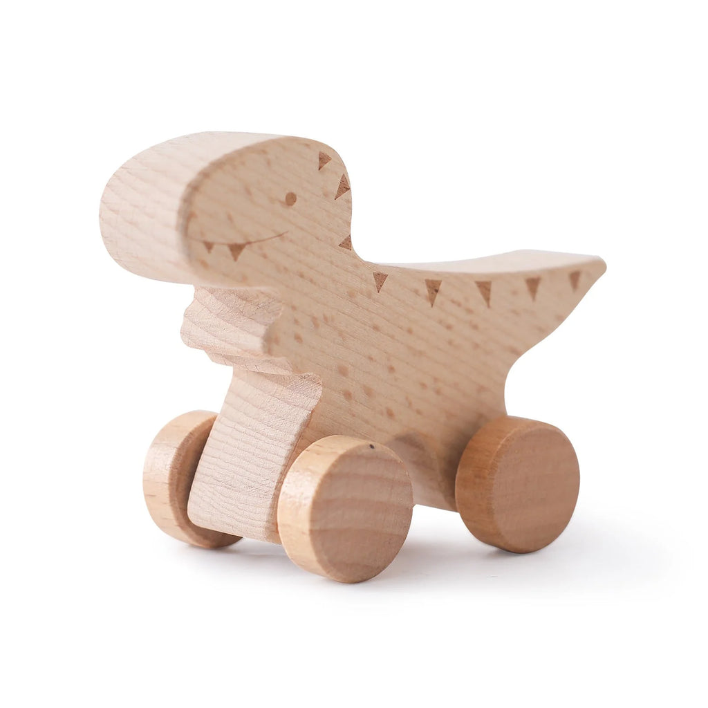 Wooden Dinosaur Toy | Rolling Wheels & Movable Limbs | Buy 1 Get 1 Free