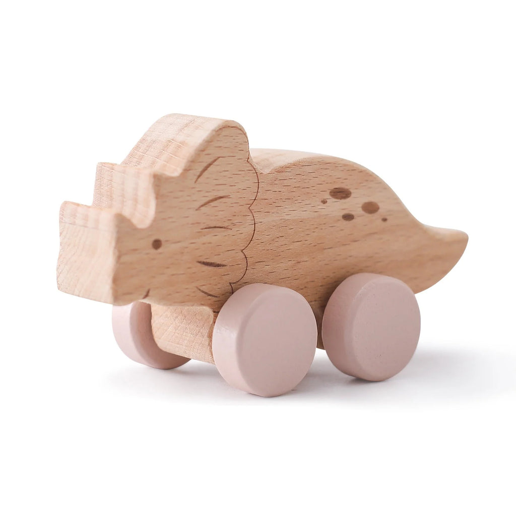 Wooden Dinosaur Toy | Rolling Wheels & Movable Limbs | Buy 1 Get 1 Free